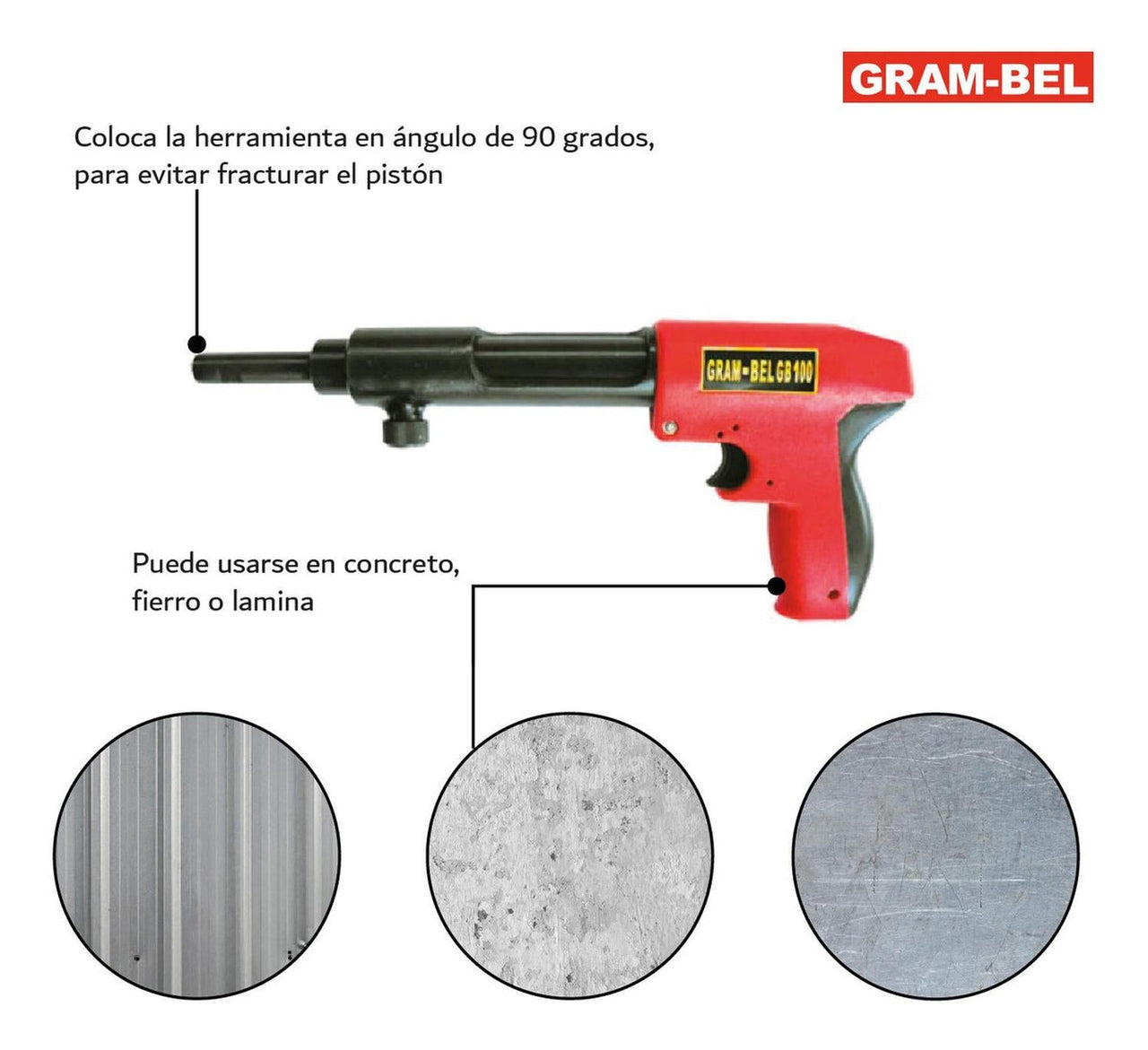 Herramienta Pistola de Impacto Fijacion GB-100 Gram-Bel