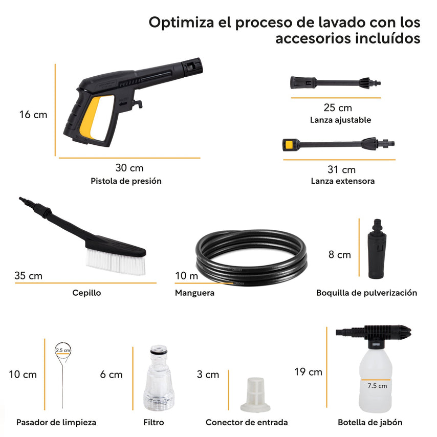 Hidrolavadora 1600 W Eléctrica Portatil 2000 Psi KingsmanHIDROKING2000RM