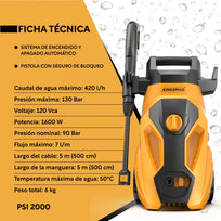 Hidrolavadora 1600 W HIDROKING2000 KingsmanHIDROKING2000