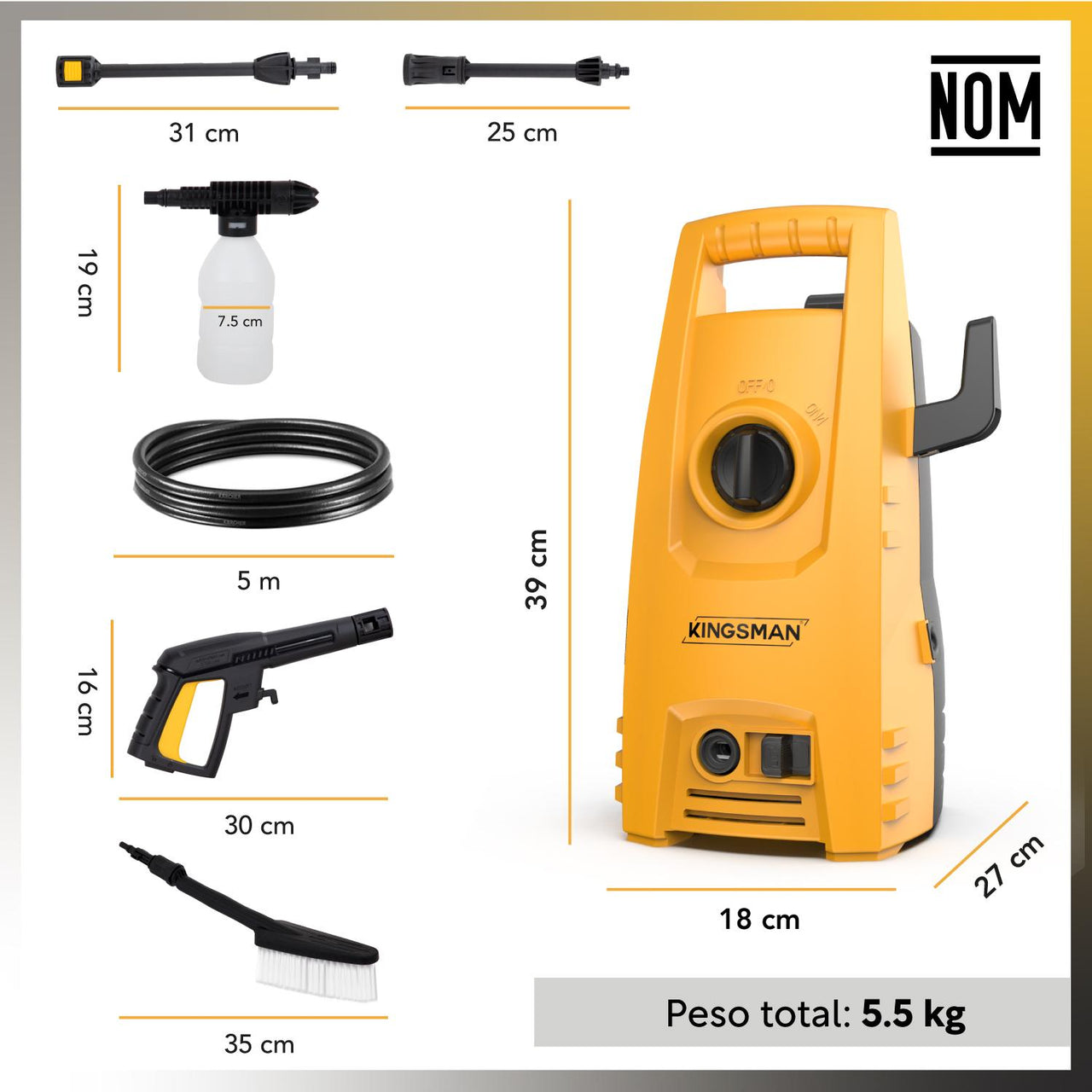 Hidrolavadora Electrica Portatil 1500 Psi 1400w + Accesorios