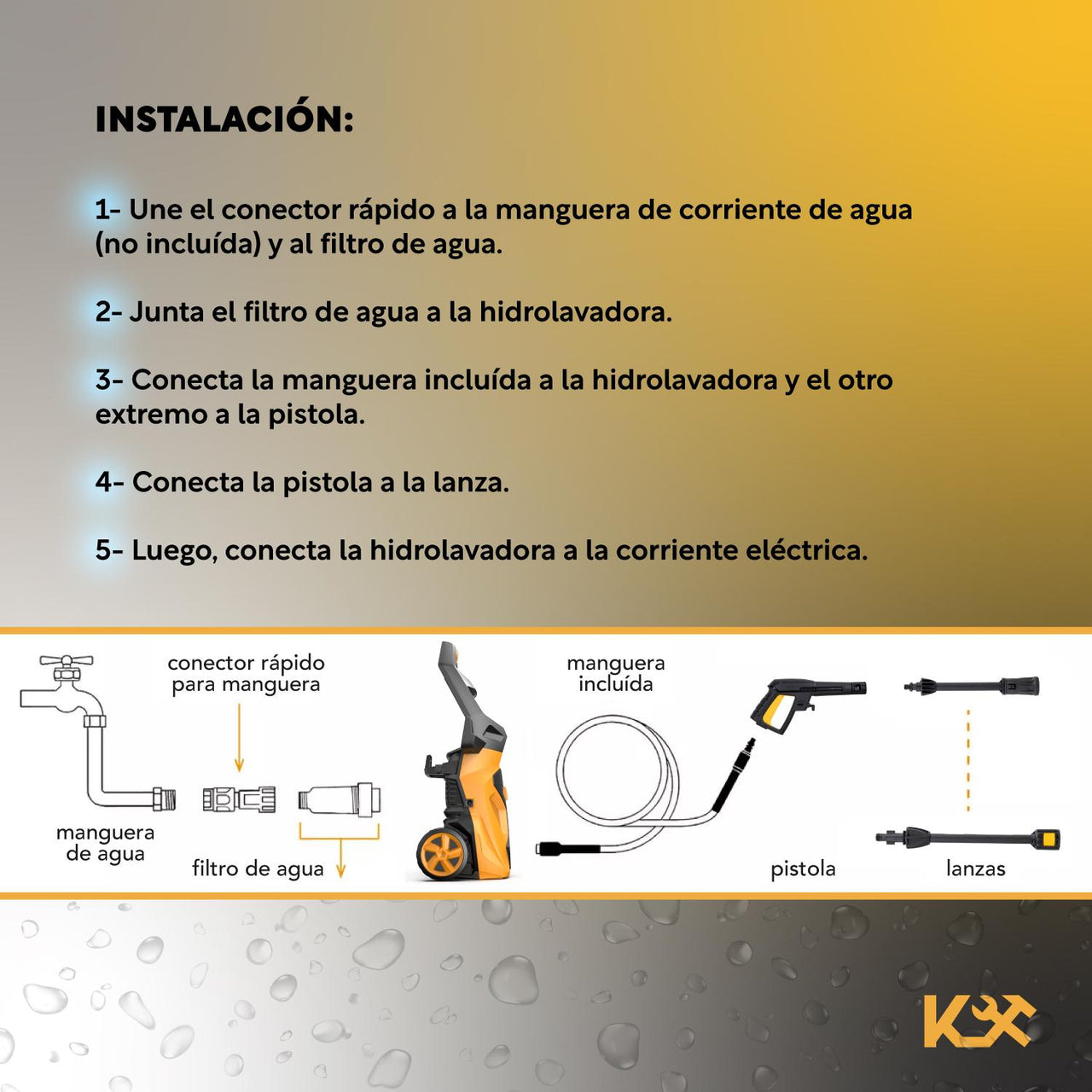 Hidrolavadora Eléctrica Portatil 2000 Psi Cepillo Accesorios