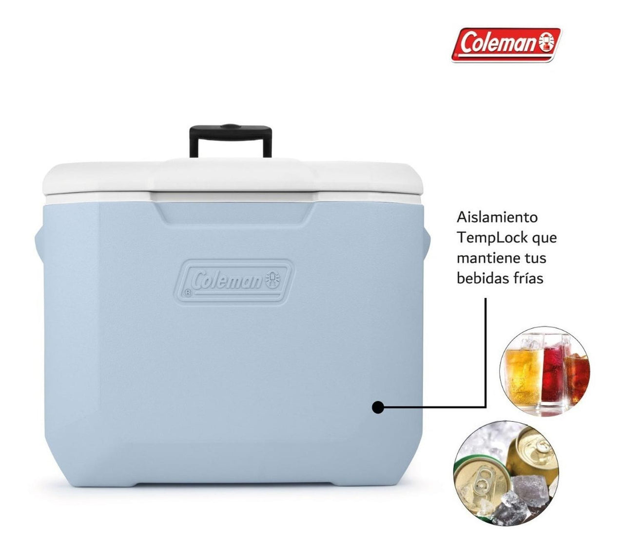 Hielera Coleman Con Ruedas Portavasos 60qt 56l Para 94 Latas