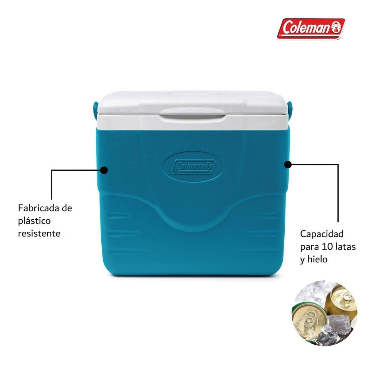 Hielera Coleman Portatil Con Asa 9qt 8 Litros Para 10 Latas