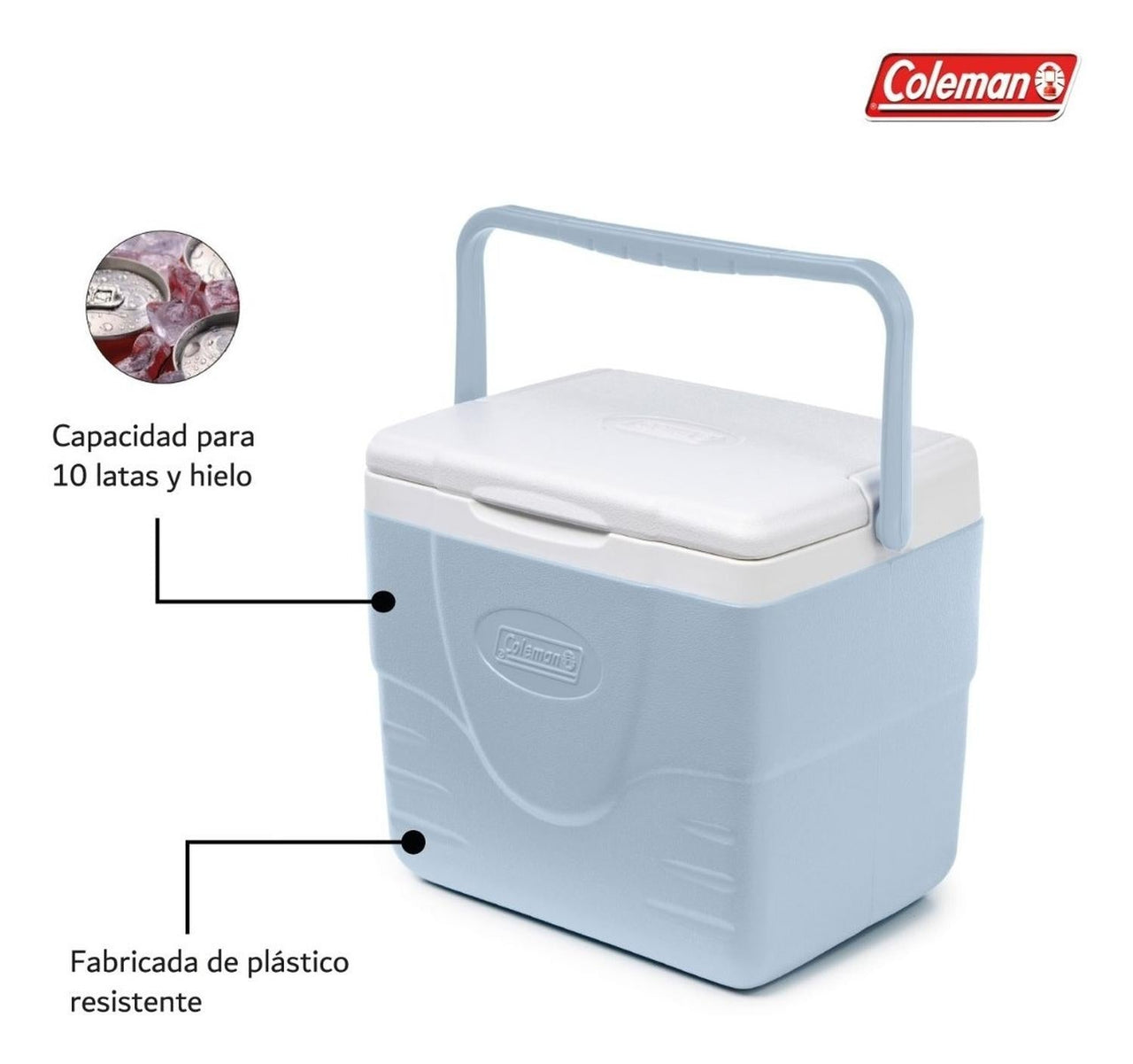 Hielera Coleman Portatil Con Asa 9qt 8 Litros Para 10 Latas