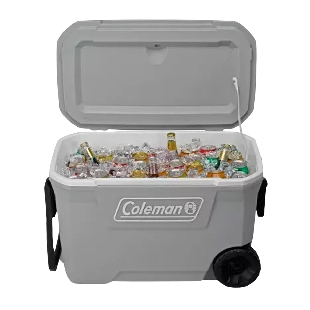 Hielera Con Ruedas Porta Vaso 101 Latas 62 Qt Gris Coleman