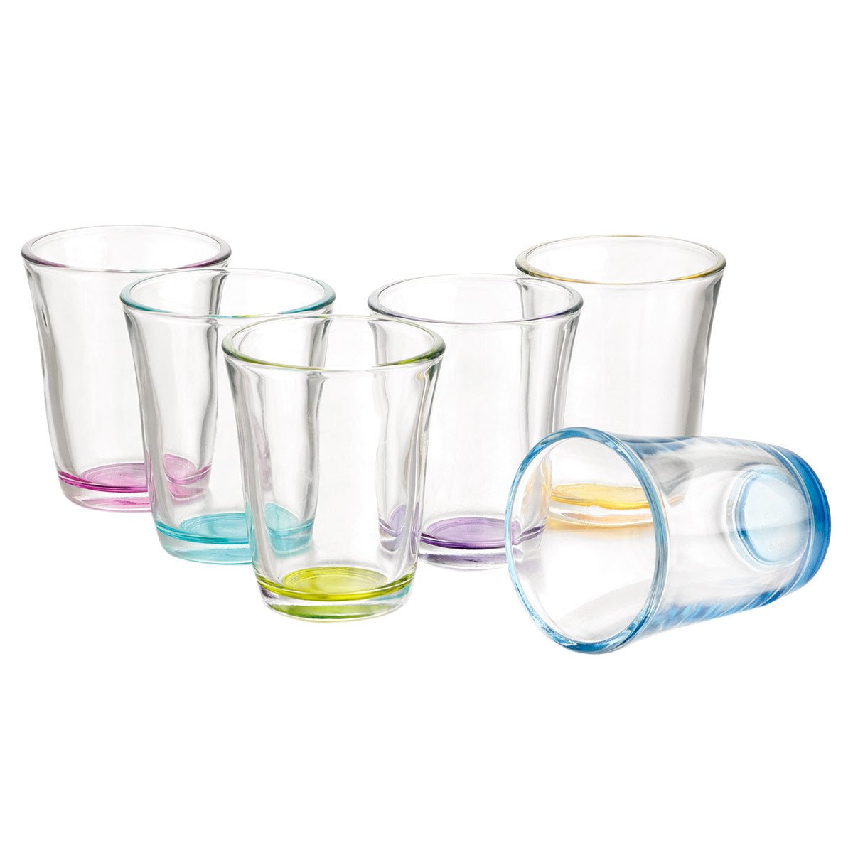 Juego 6 Vasos 254 Ml Vidrio Colores Cocina Hogar Beber Crisa