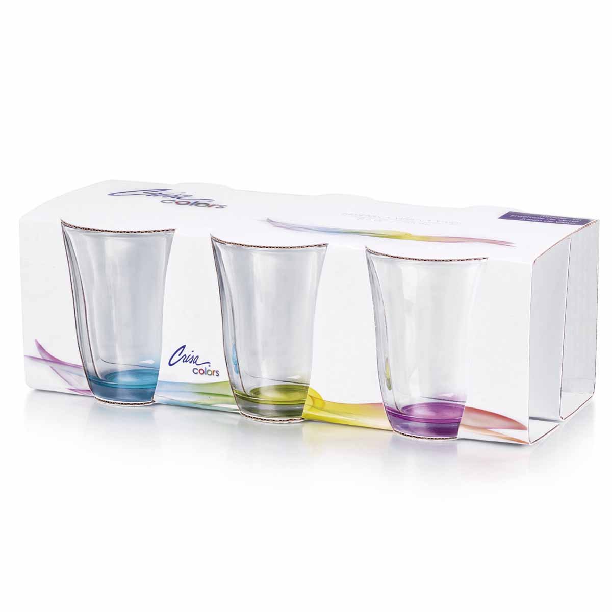 Juego 6 Vasos 254 Ml Vidrio Colores Cocina Hogar Beber Crisa