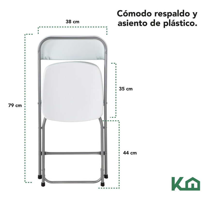 Juego de 10 Piezas Silla Plegable Plástico color BlancoKHBASCH10