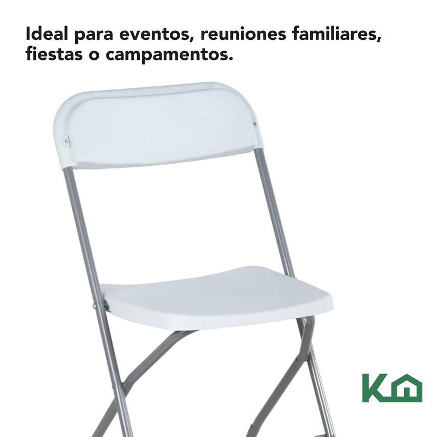 Juego de 10 Piezas Silla Plegable Plástico color BlancoKHBASCH10