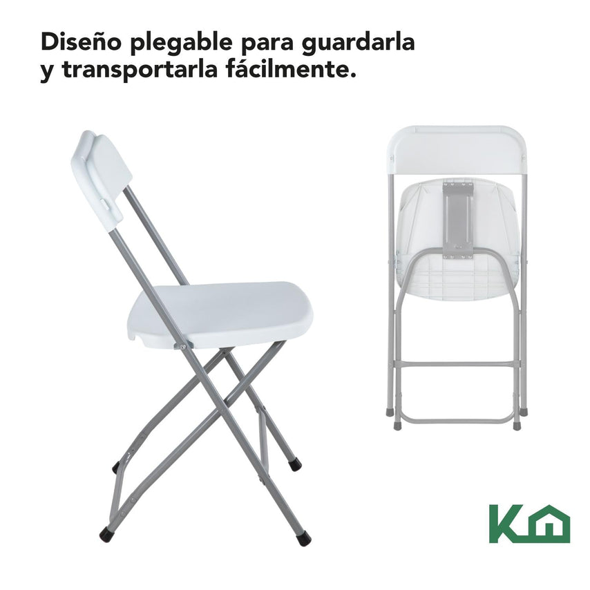 Juego de 10 Piezas Silla Plegable Plástico color BlancoKHBASCH10