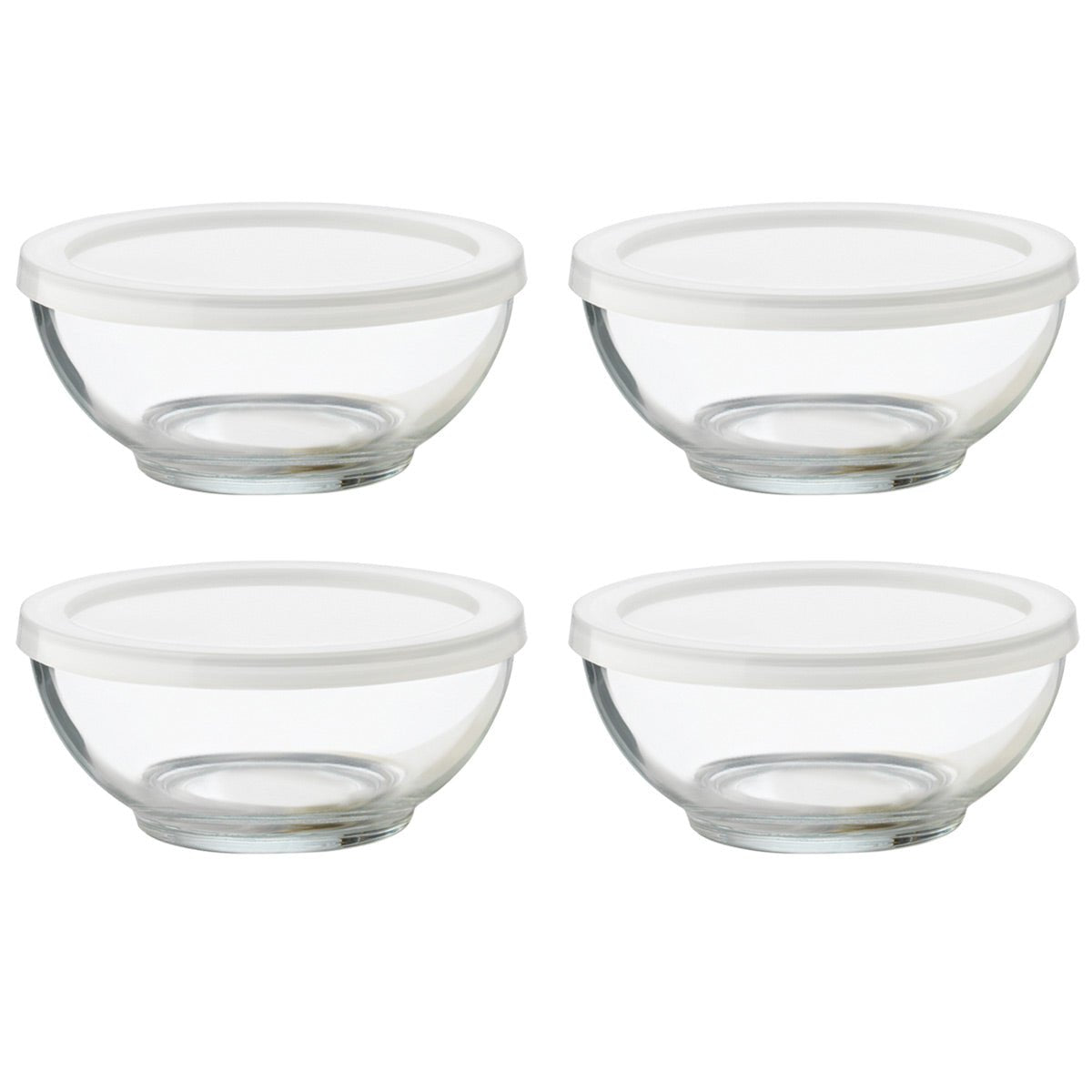 Juego Tazones Bowl Ensaladera Vidrio 4 Pzas Con Tapa Libbey