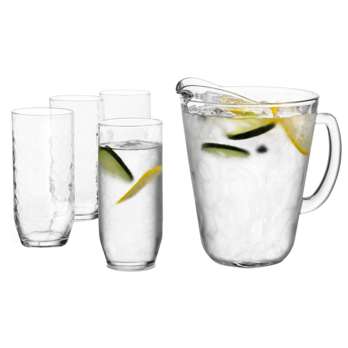 Juego Vasos 4 Pzas + Jarra Vidrio Alaska 5 Pzs Cocina Crisa