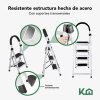 Thumbnail for Kit 3 Escaleras Plegables De Acero 2 3 y 4 Peldaños Taburete