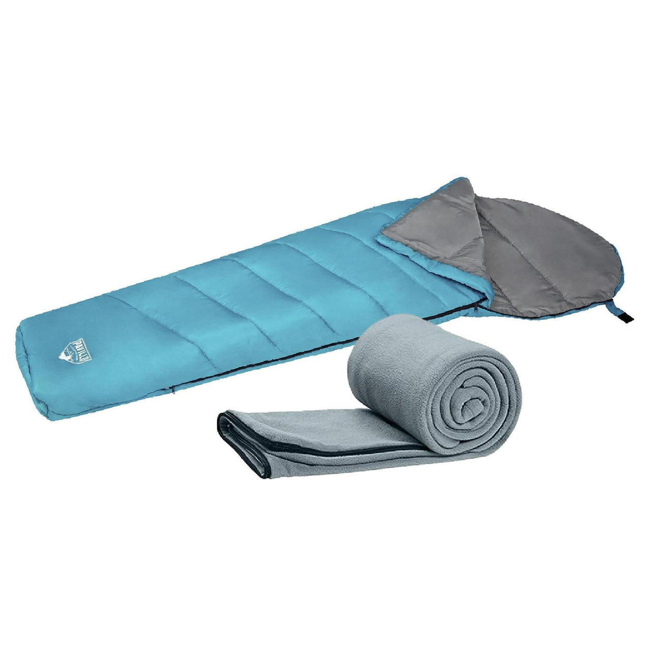 Kit de Bolsa De Dormir Bestway 220x75cm y Cobija Con Forro Polar Coleman