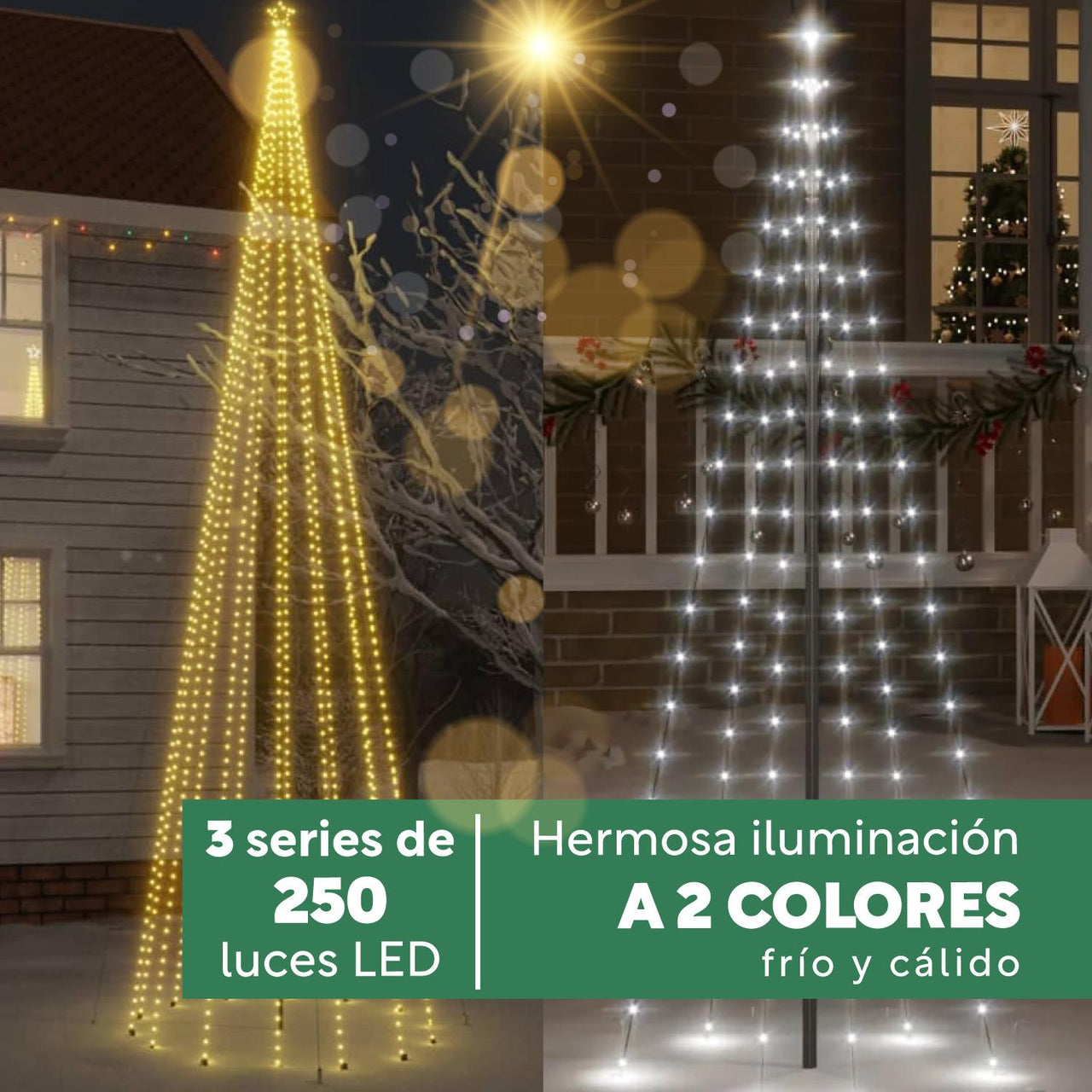 Kit Luces De Navidad 3 Pzs De 25 Mtrs Luz Blanca y Cálida