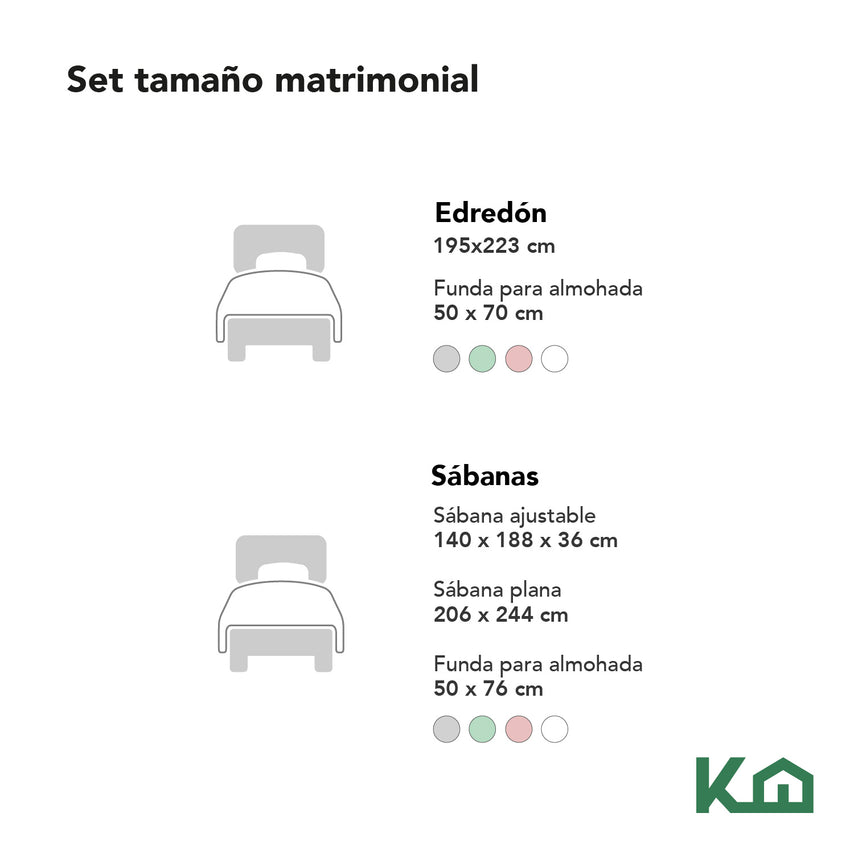 Colchón Matrimonial Memory + Juego De Sábanas + Edredón 5 Pz