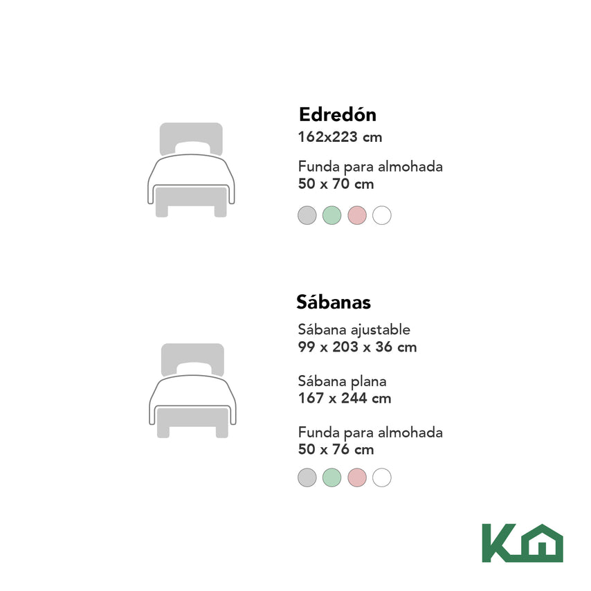 Colchón Individual + Cubrecolchón + Sábanas + Edredón 6 piezas