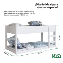 Litera Doble Individual Base Cama KingsHouse DesmontableKINGBUNK3