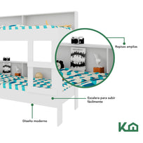 Litera Doble Individual + Cama Base Individual KingsHouseKINGBUNKMIX1