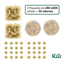 Luces Navidad Serie Navideña 450 Led y Adorno Navideño 32 piezasCOMBO-KH-XMAS44