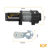 Malacate Winch 12V 3500 Lbs y Cable 13 Metros 1,60 T 6 MM Kingsman262110
