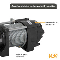 Malacate Winch 12V 3500 Lbs y Cable 13 Metros 1,60 T 6 MM Kingsman262110