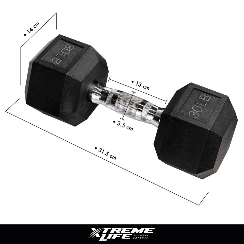 Mancuernas Hexagonal Par 30Lbs Pesas Para Ejercicio CauchoDPMH30000001