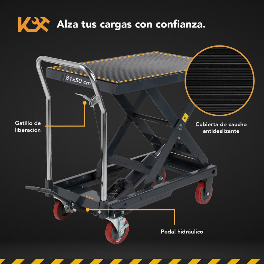 Mesa Elevadora Hidráulica Tijera De 500 kg 80 cm AjustableKMET500