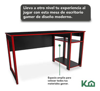 Mesa Escritorio Gamer Multiusos 136x73x60 cm Rojo con Negro300244-SZ