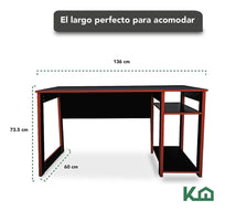 Mesa Escritorio Gamer Multiusos 136x73x60 cm Rojo con Negro300244-SZ