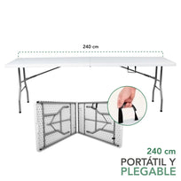 Mesa Plegable 240 cm Portatil Portafolio Fiesta Jardin Hogar300165