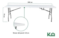 Mesa Plegable 240 cm Portatil Portafolio Fiesta Jardin Hogar300165
