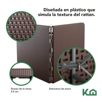 Mesa Plegable Portátil 180cm Portafolio Tipo Rattan Plástico300298