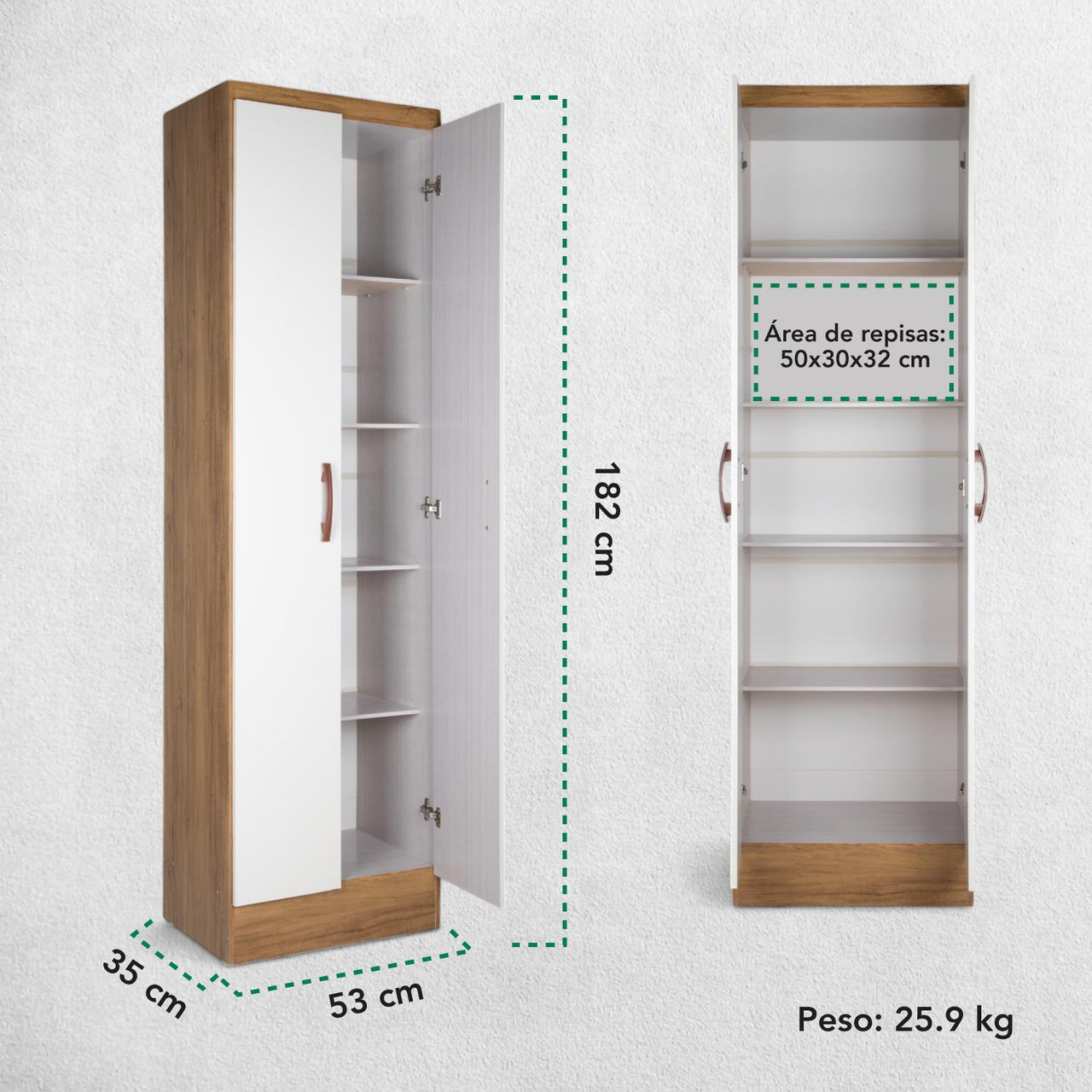 Mueble Armario Closet Multiuso 2 Puertas + Estantes Mdp Casa