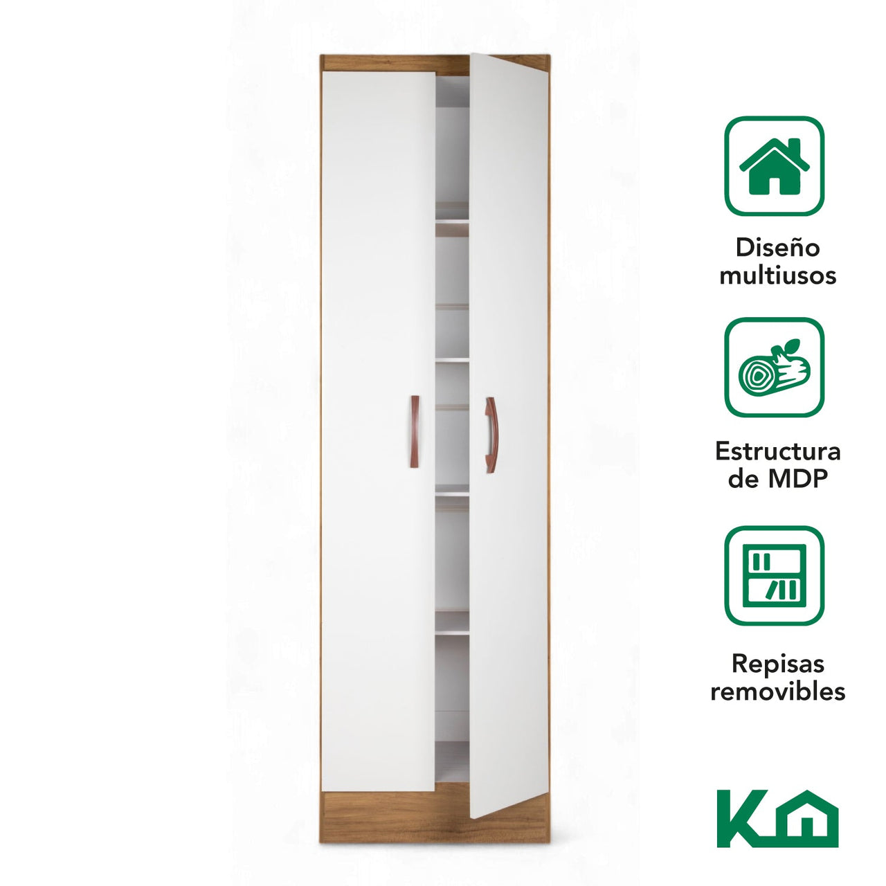 Mueble Armario Closet Multiuso 2 Puertas + Estantes Mdp Casa