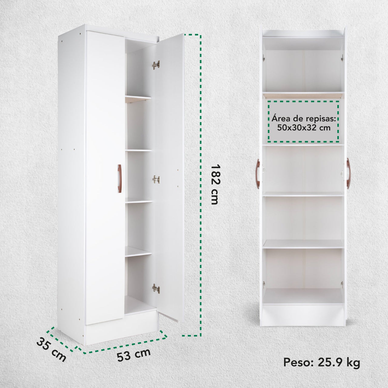 Mueble Armario Closet Multiuso 2 Puertas + Estantes Mdp Casa