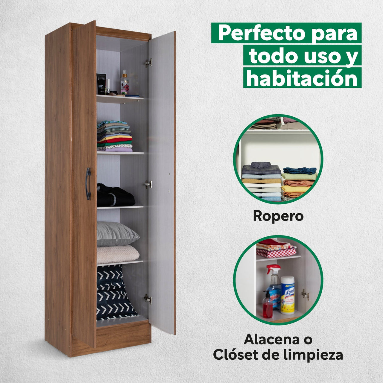 Mueble Armario Closet Multiuso 2 Puertas + Estantes Mdp Casa