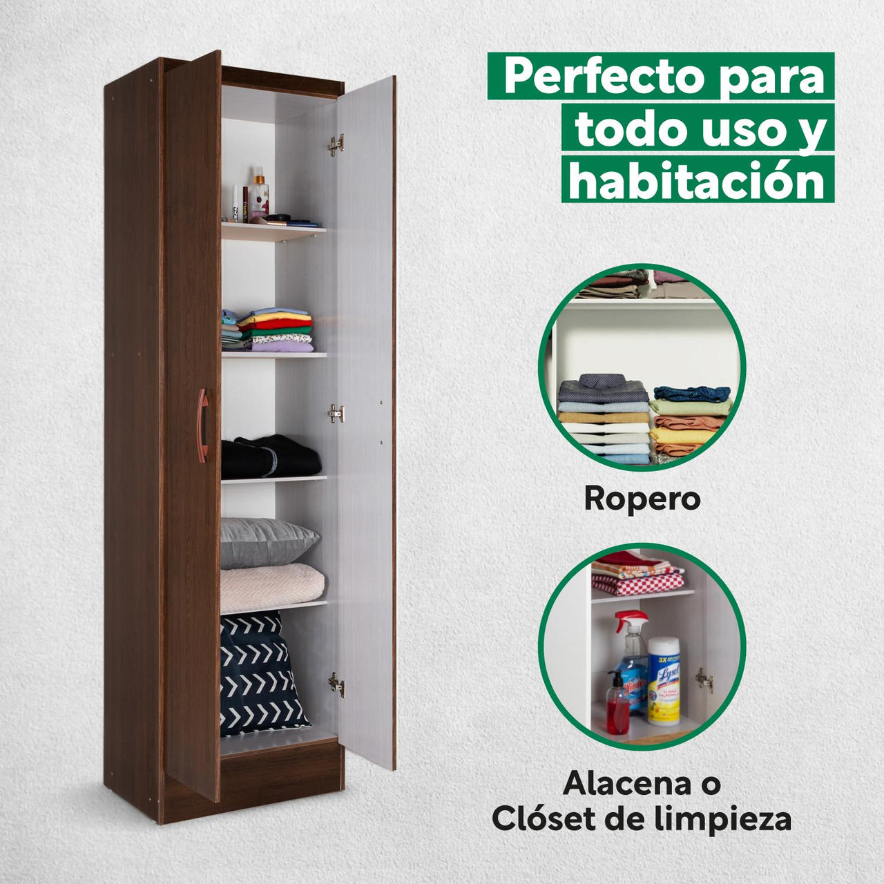 Mueble Armario Closet Multiuso 2 Puertas + Estantes Mdp Casa