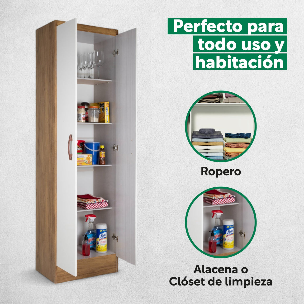 Mueble Armario Closet Multiuso 2 Puertas + Estantes Mdp Casa