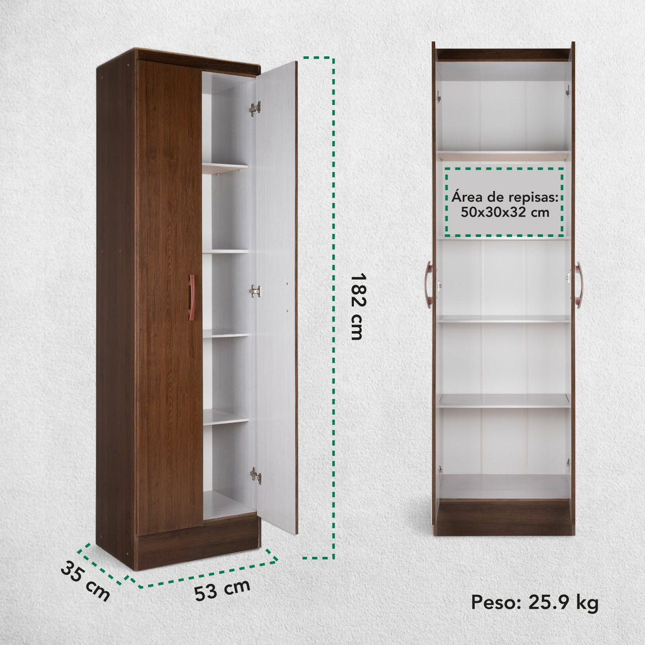 Mueble Armario Closet Multiuso 2 Puertas + Estantes Mdp Casa