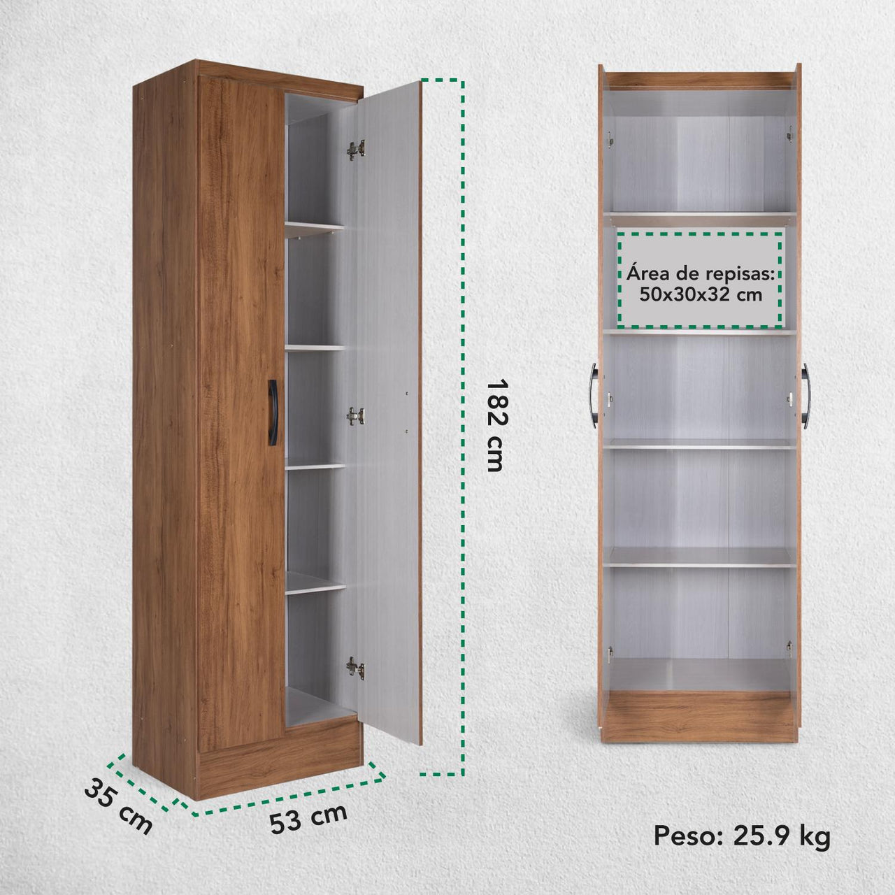 Mueble Armario Closet Multiuso 2 Puertas + Estantes Mdp Casa