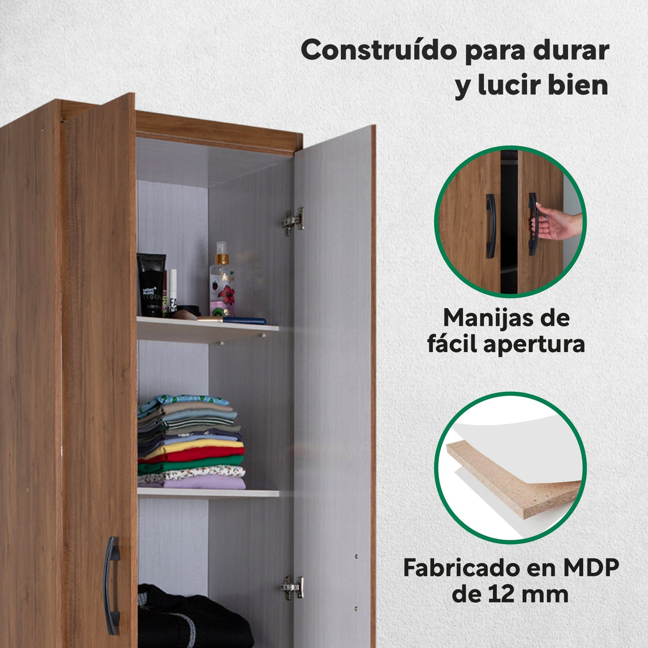 Mueble Armario Closet Multiuso 2 Puertas + Estantes Mdp Casa