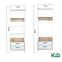 Mueble Armario Closet Multiuso Sin Puertas con 4 Cajones 2.05 m de MDP Color Blanco con Madera 1560301300468