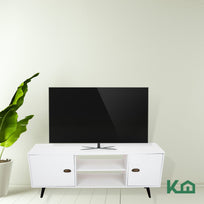 Mueble Modular de TV con Patas 2 Repisas y 2 Puertas 59 x 150 x 38 cm Blanco300198 - SZ