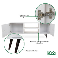 Mueble Modular de TV con Patas 2 Repisas y 2 Puertas 59 x 150 x 38 cm Blanco300198 - SZ