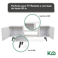 Mueble Modular de TV con Patas 2 Repisas y 2 Puertas 59 x 150 x 38 cm Blanco300198 - SZ