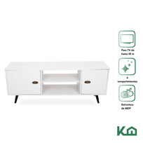 Mueble Modular de TV con Patas 2 Repisas y 2 Puertas 59 x 150 x 38 cm Blanco300198 - SZ