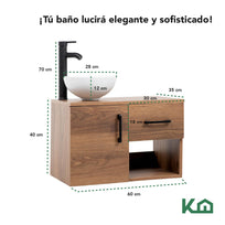 Mueble Organizador Gabinete Baño + Espejo Redondo Luz LEDCOMBO-KH-147