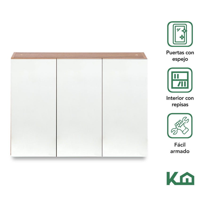 Mueble Organizador Gabinete Para Baño + Botiquin Con EspejoCOMBO-KH-149