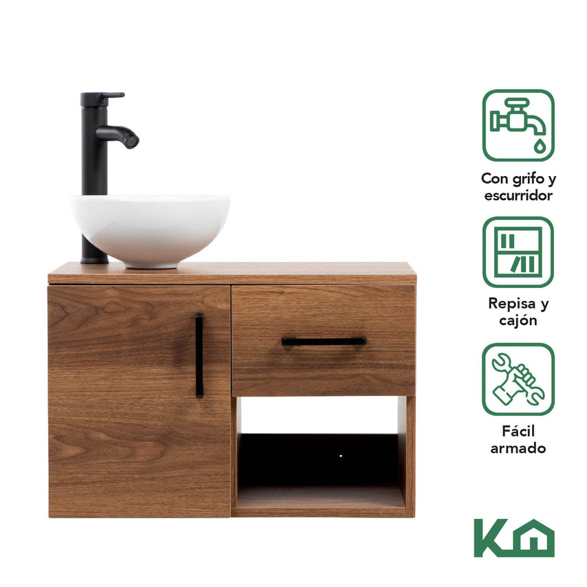 Mueble Organizador Gabinete Para Baño + Botiquin Con EspejoCOMBO-KH-149